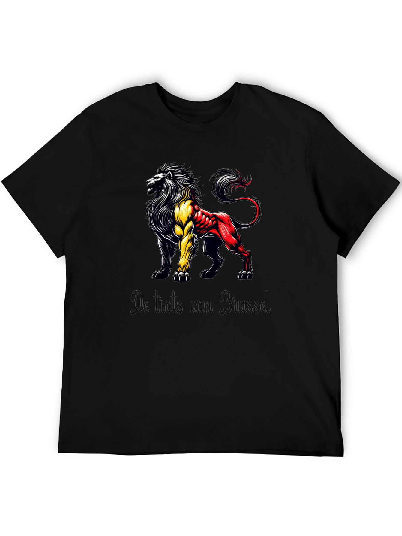 Belgian Flag Lion Graphic Black T-Shirt