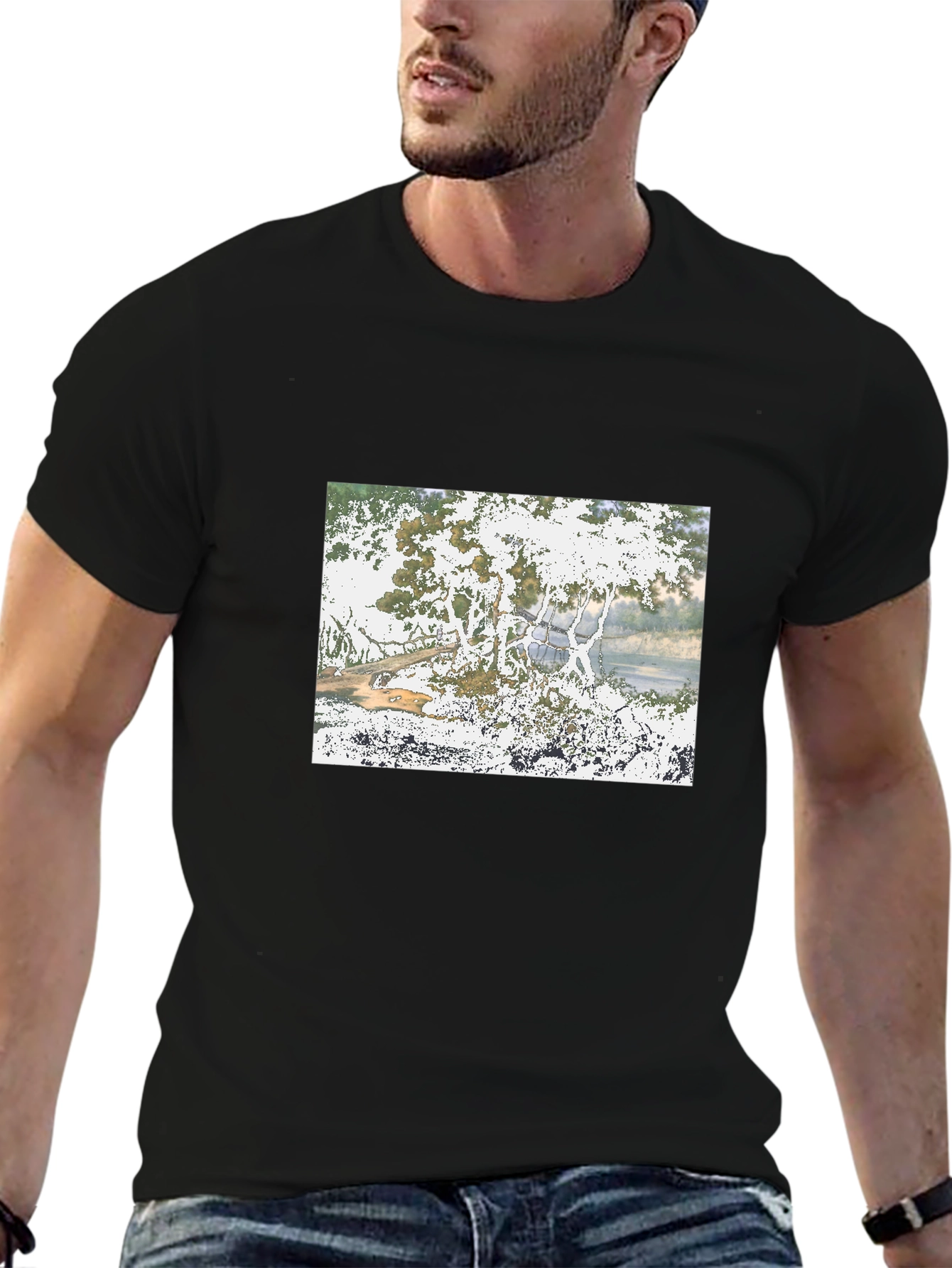 Nature Scene Black T-Shirt