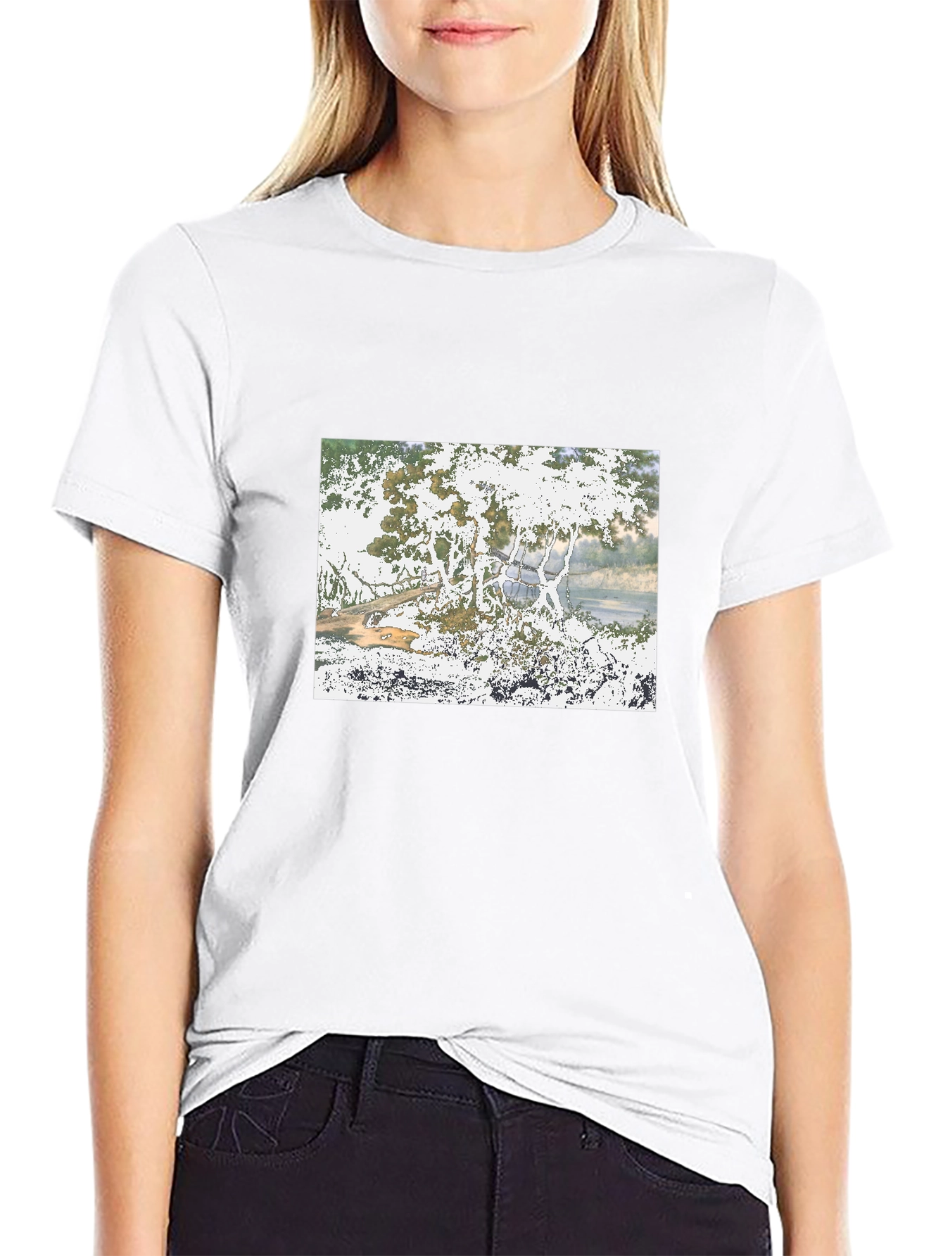 Nature Scene Black T-Shirt