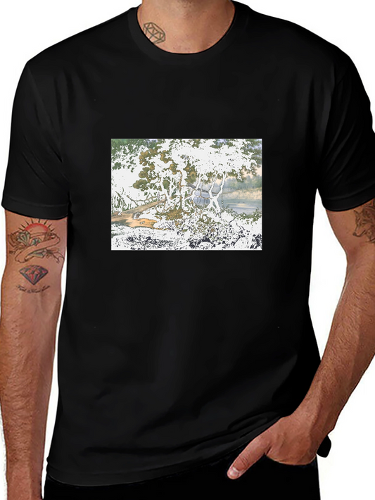 Nature Scene Black T-Shirt