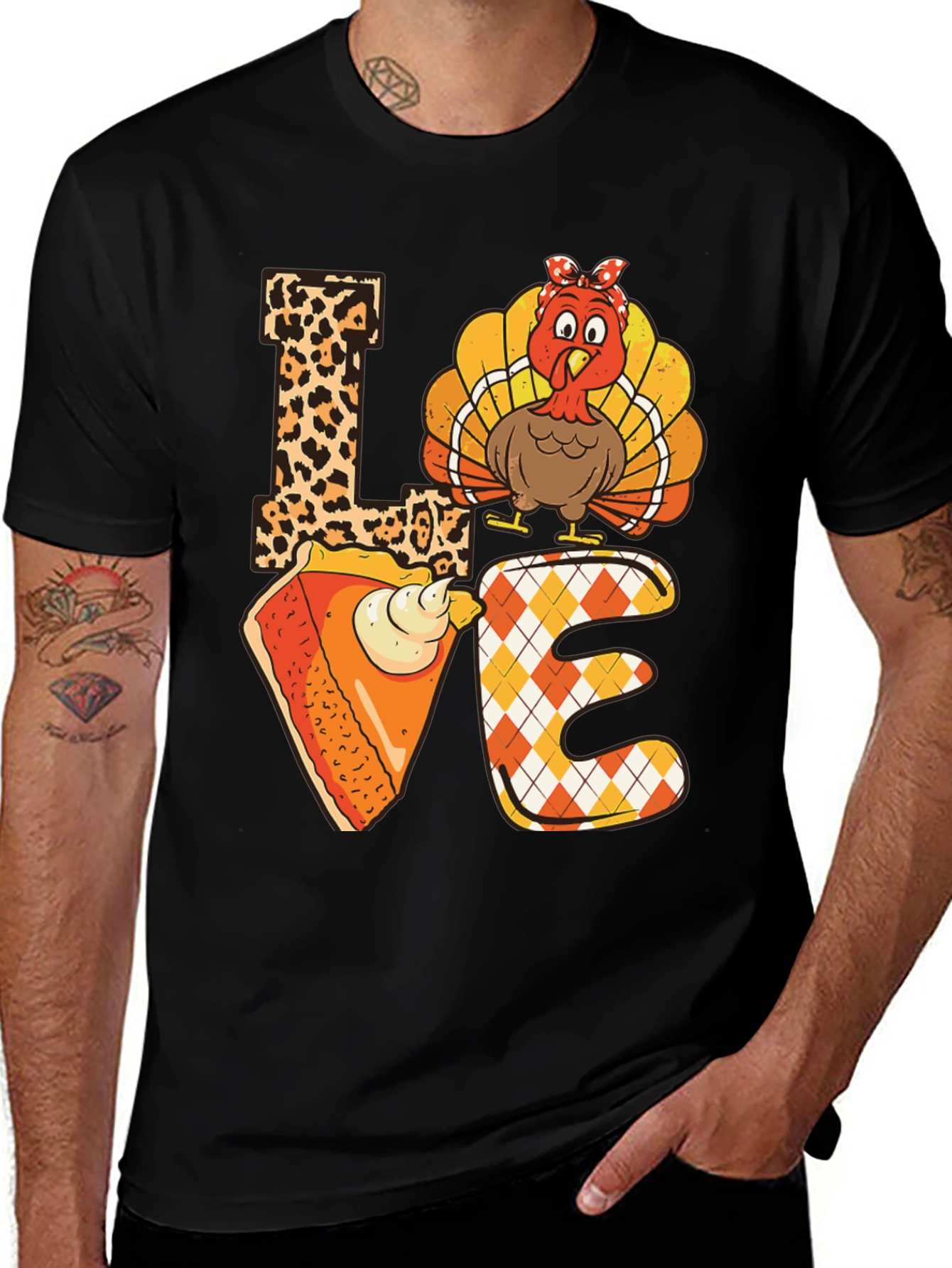 Thanksgiving LOVE T-Shirt - Turkey & Pie Design