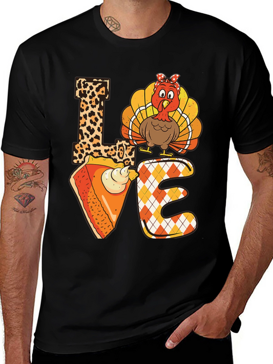Thanksgiving LOVE T-Shirt - Turkey & Pie Design