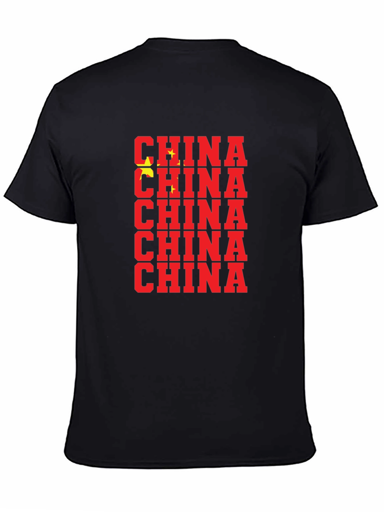 China Flag T-Shirt - Black Crew Neck Graphic Tee