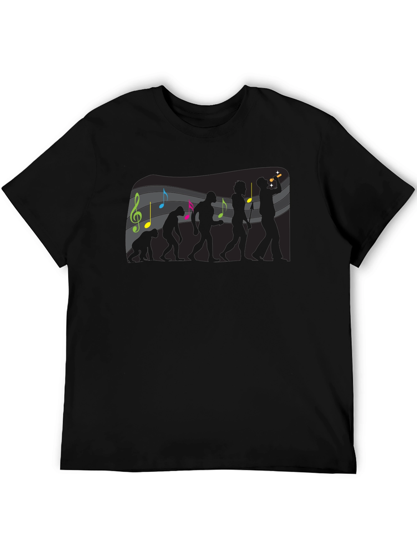 Evolution of Music Mens Black Graphic Tee