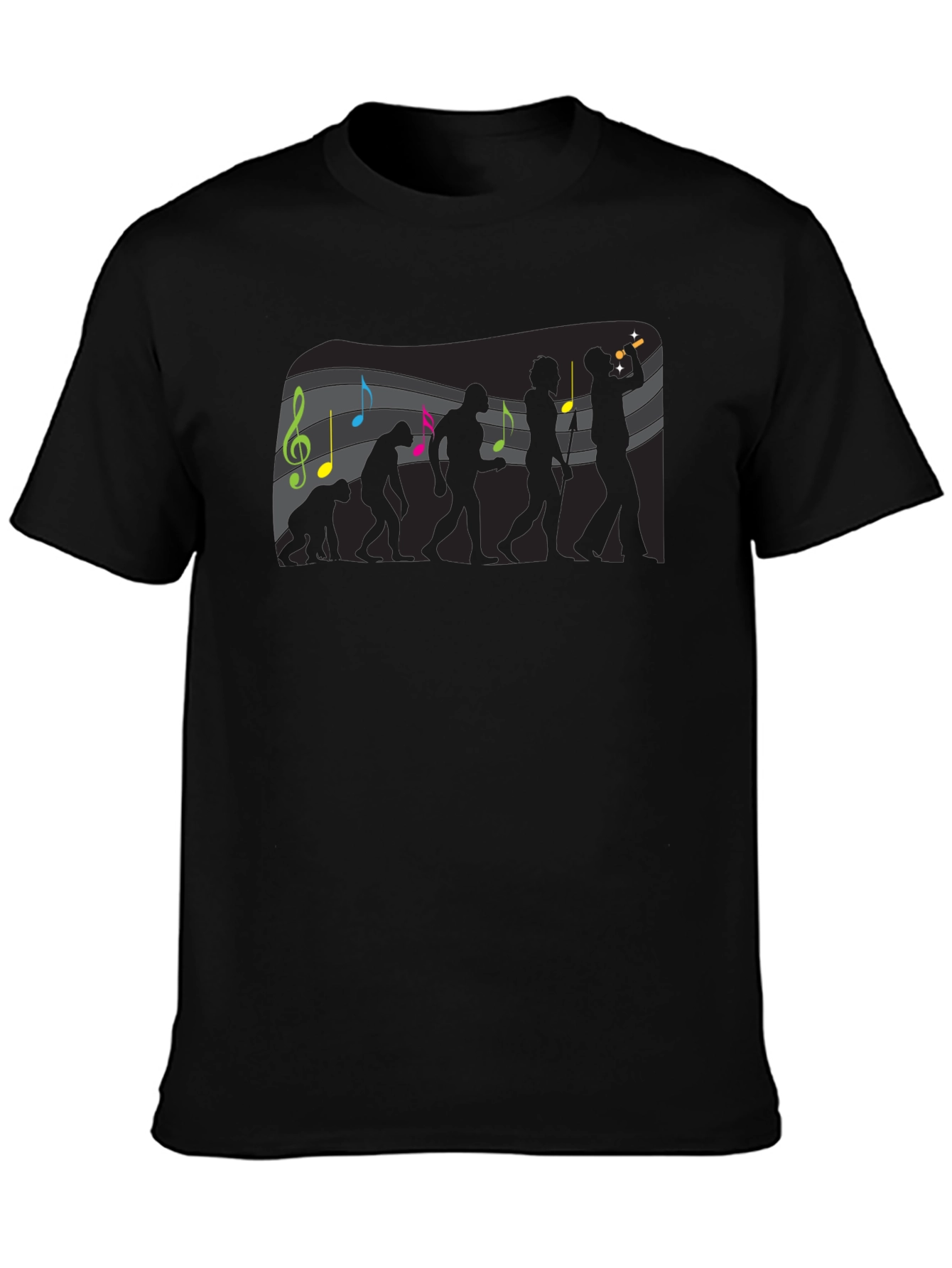Evolution of Music Mens Black Graphic Tee