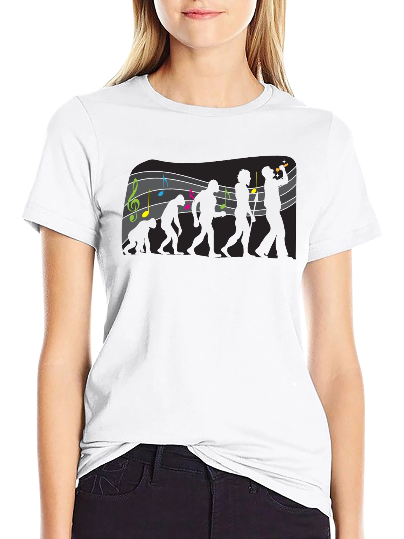 Evolution of Music Mens Black Graphic Tee