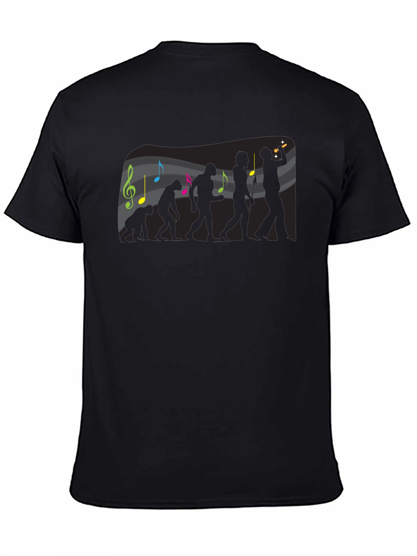 Evolution of Music Mens Black Graphic Tee