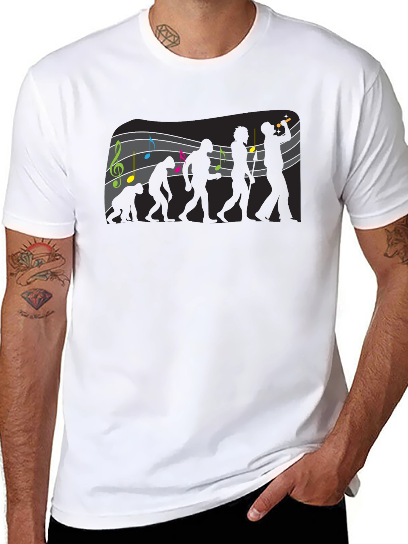 Evolution of Music Mens Black Graphic Tee