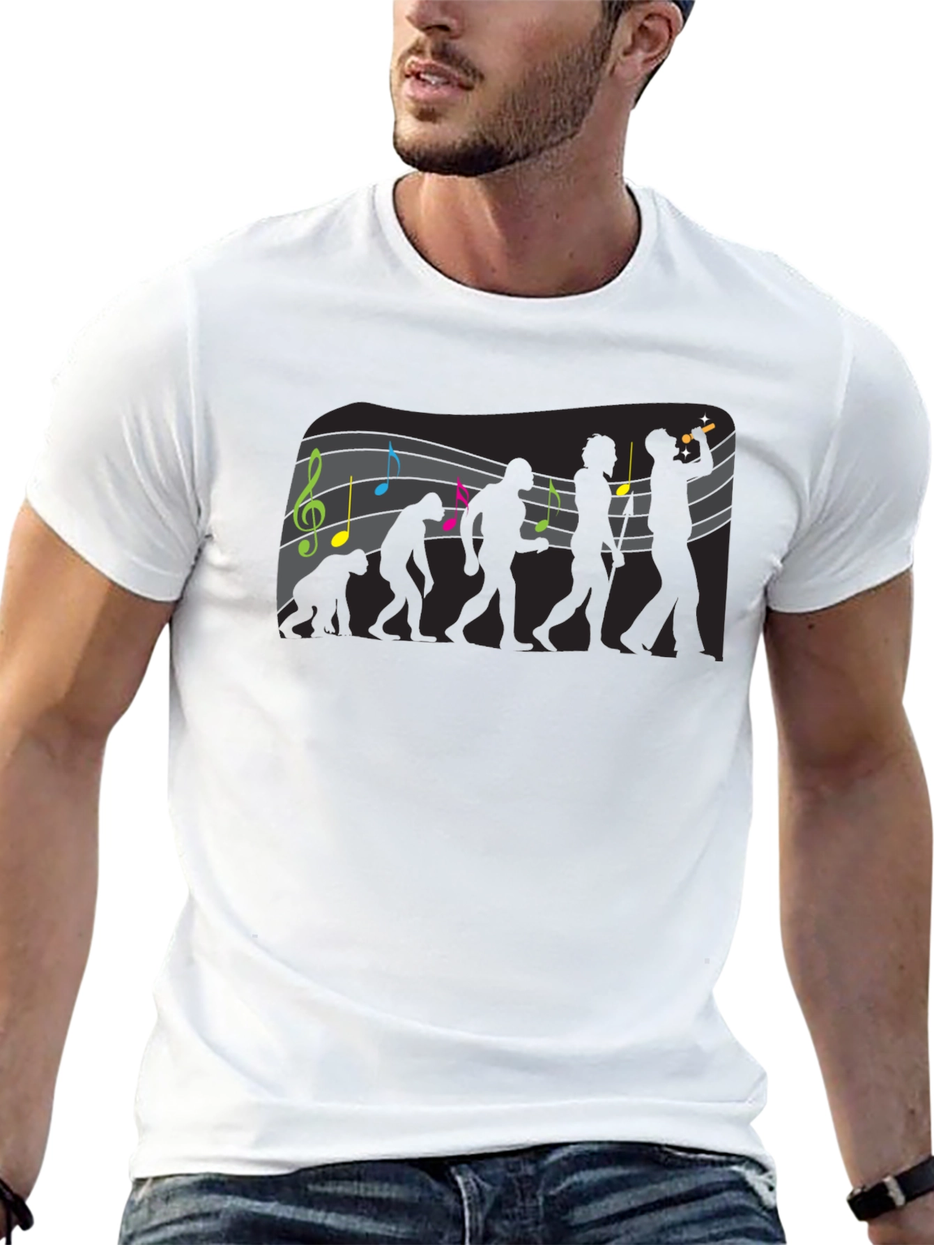Evolution of Music Mens Black Graphic Tee