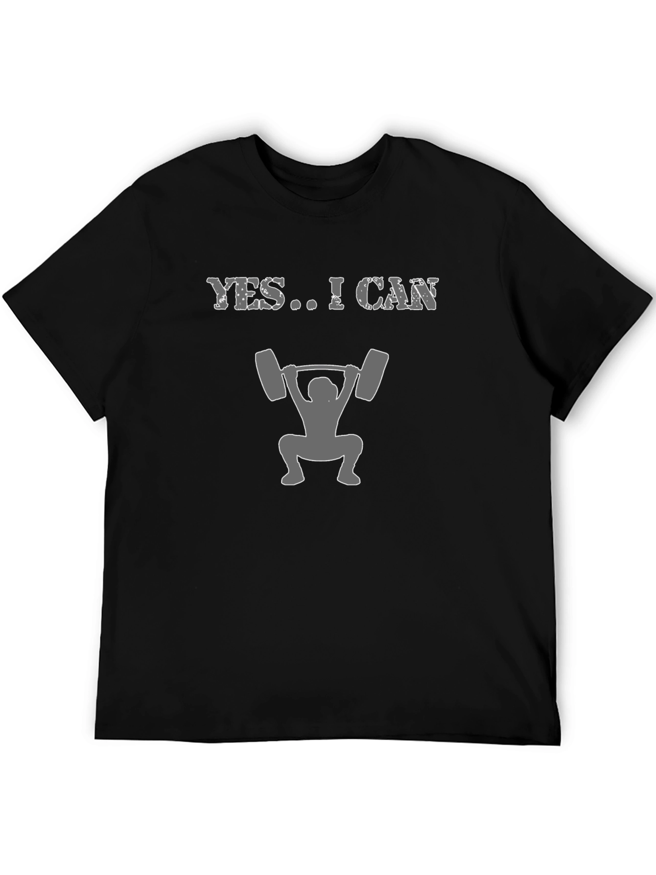 Yes I Can Black Graphic T-Shirt - Weightlifting Design
