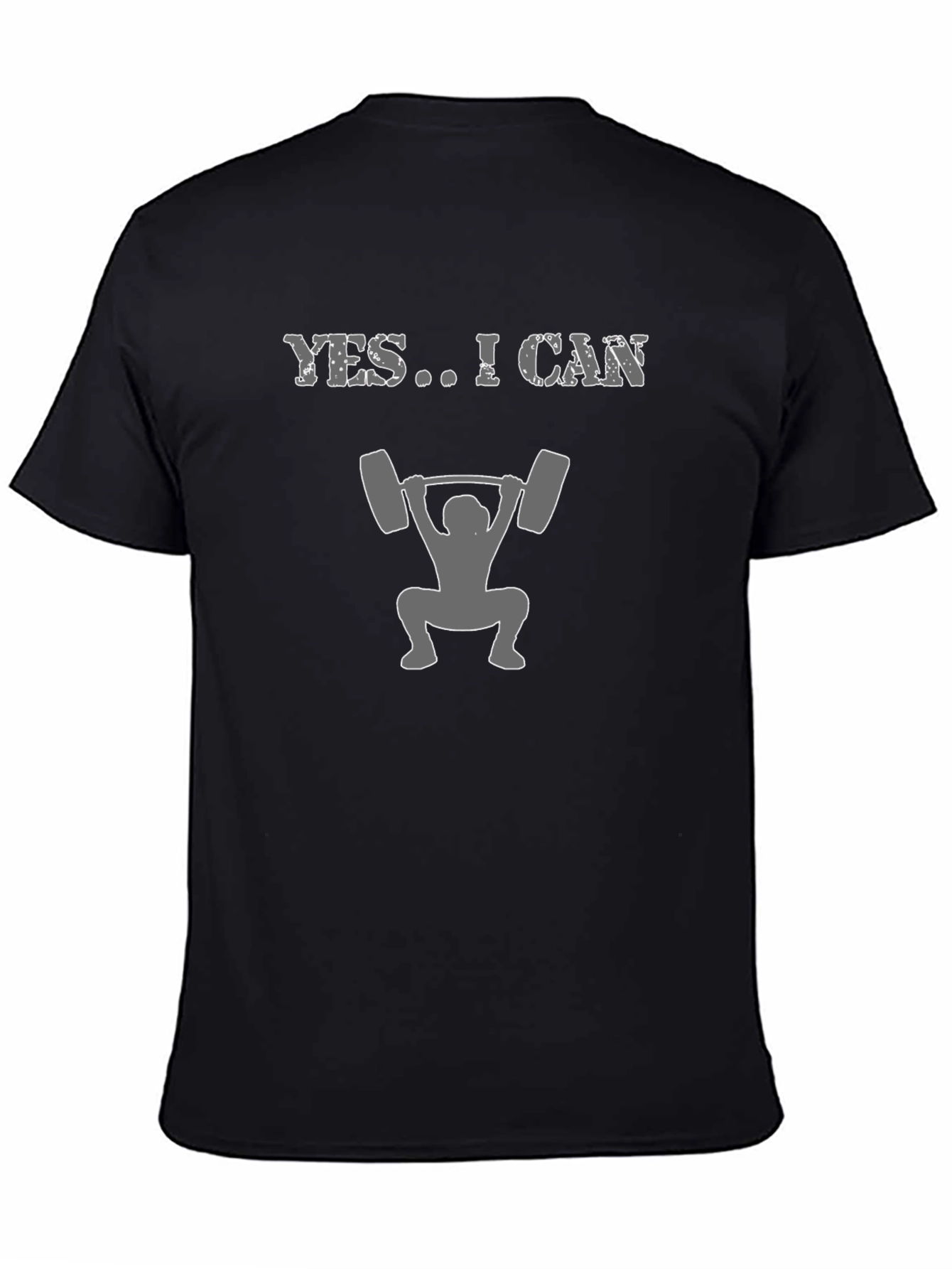 Yes I Can Black Graphic T-Shirt - Weightlifting Design