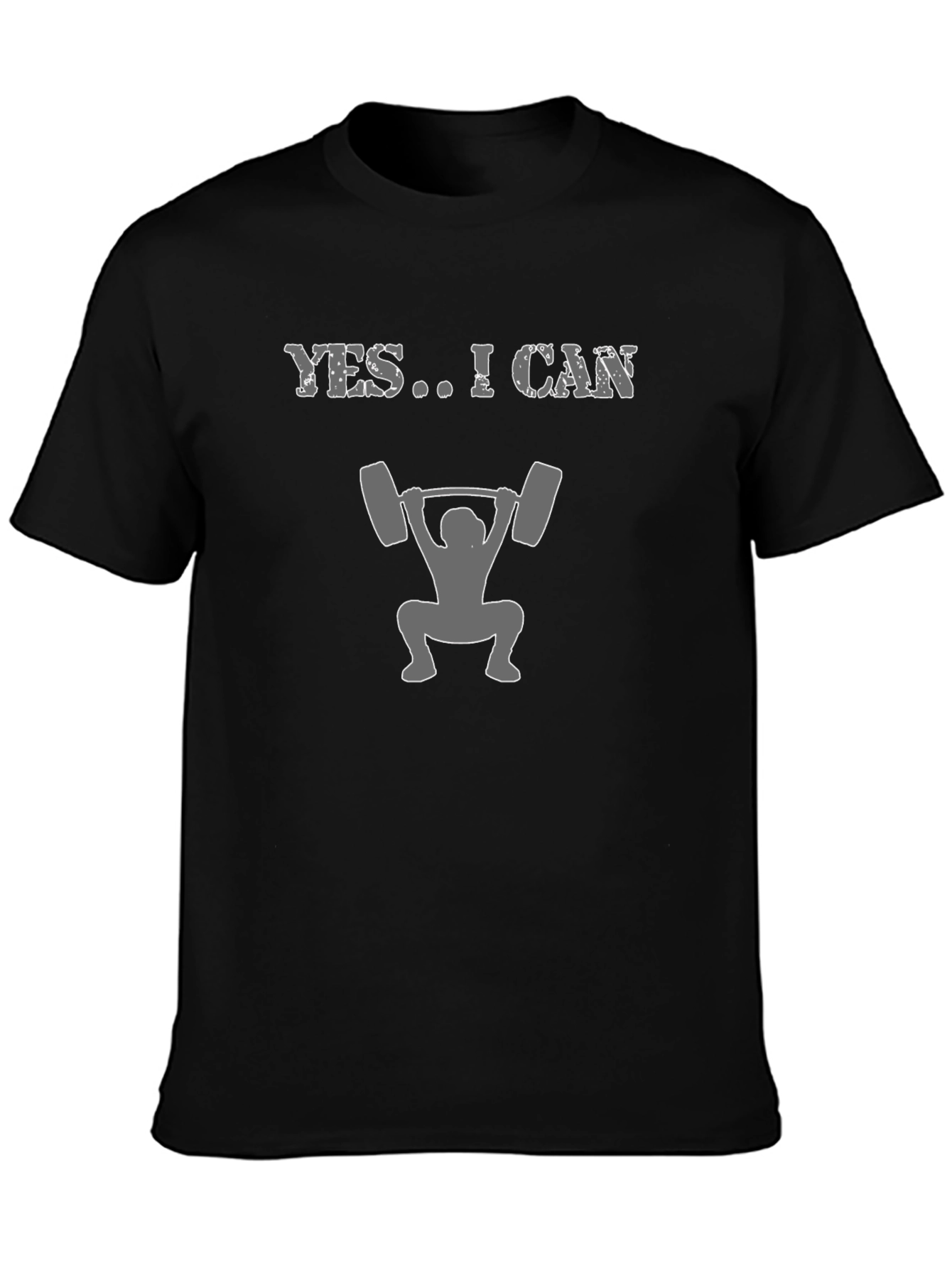 Yes I Can Black Graphic T-Shirt - Weightlifting Design