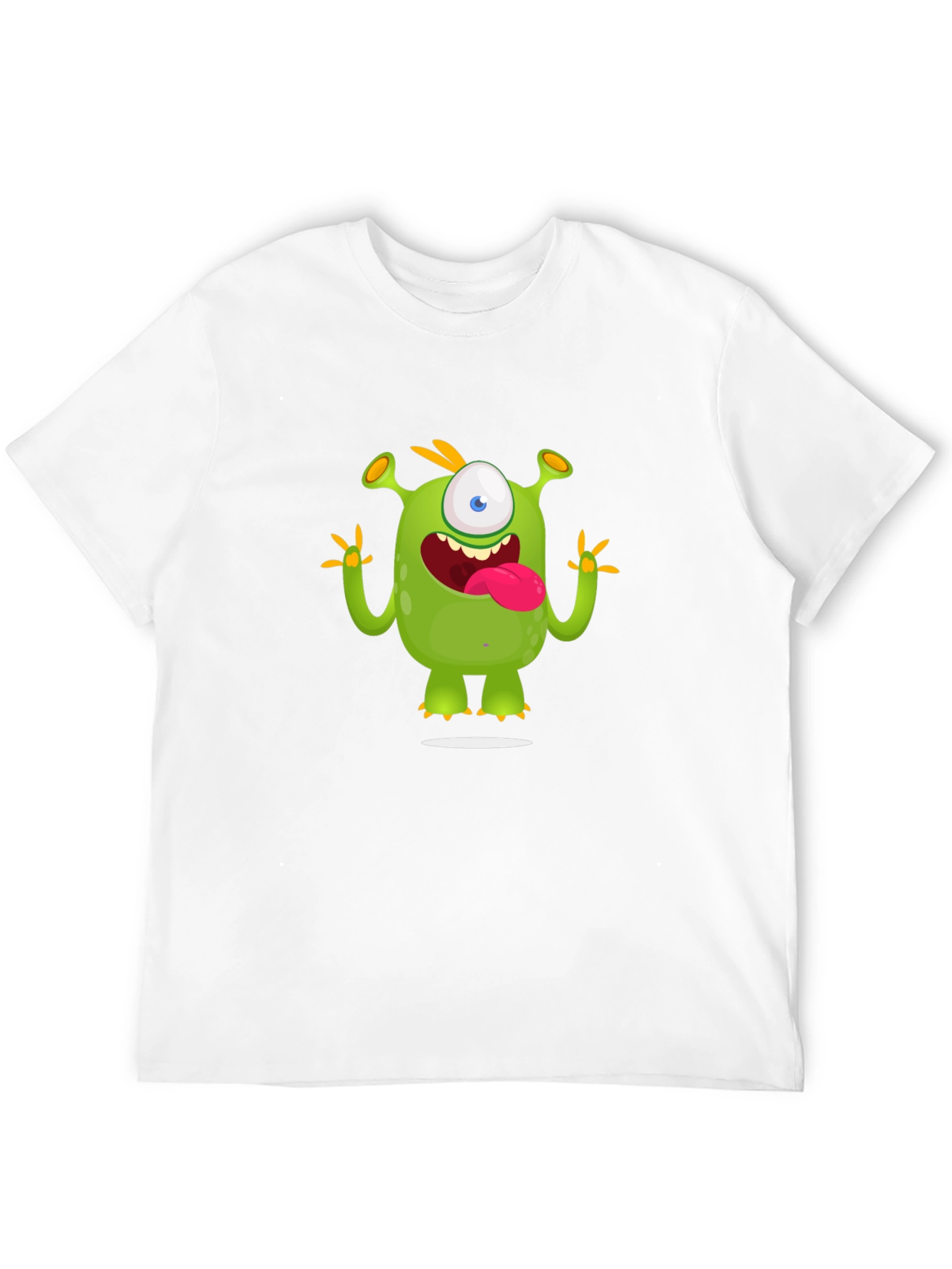 Cartoon Monster Graphic Tee - Black Cotton