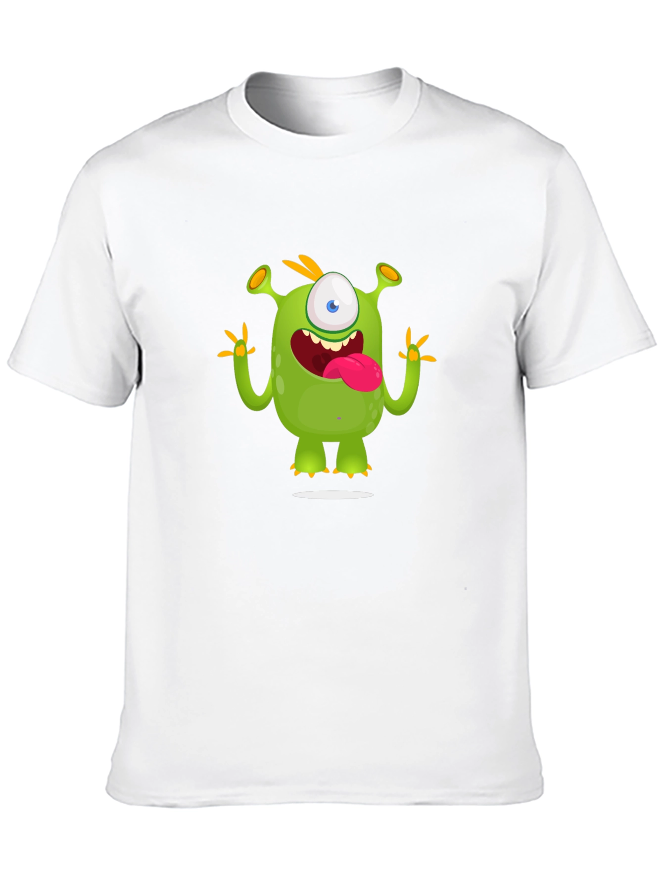 Cartoon Monster Graphic Tee - Black Cotton