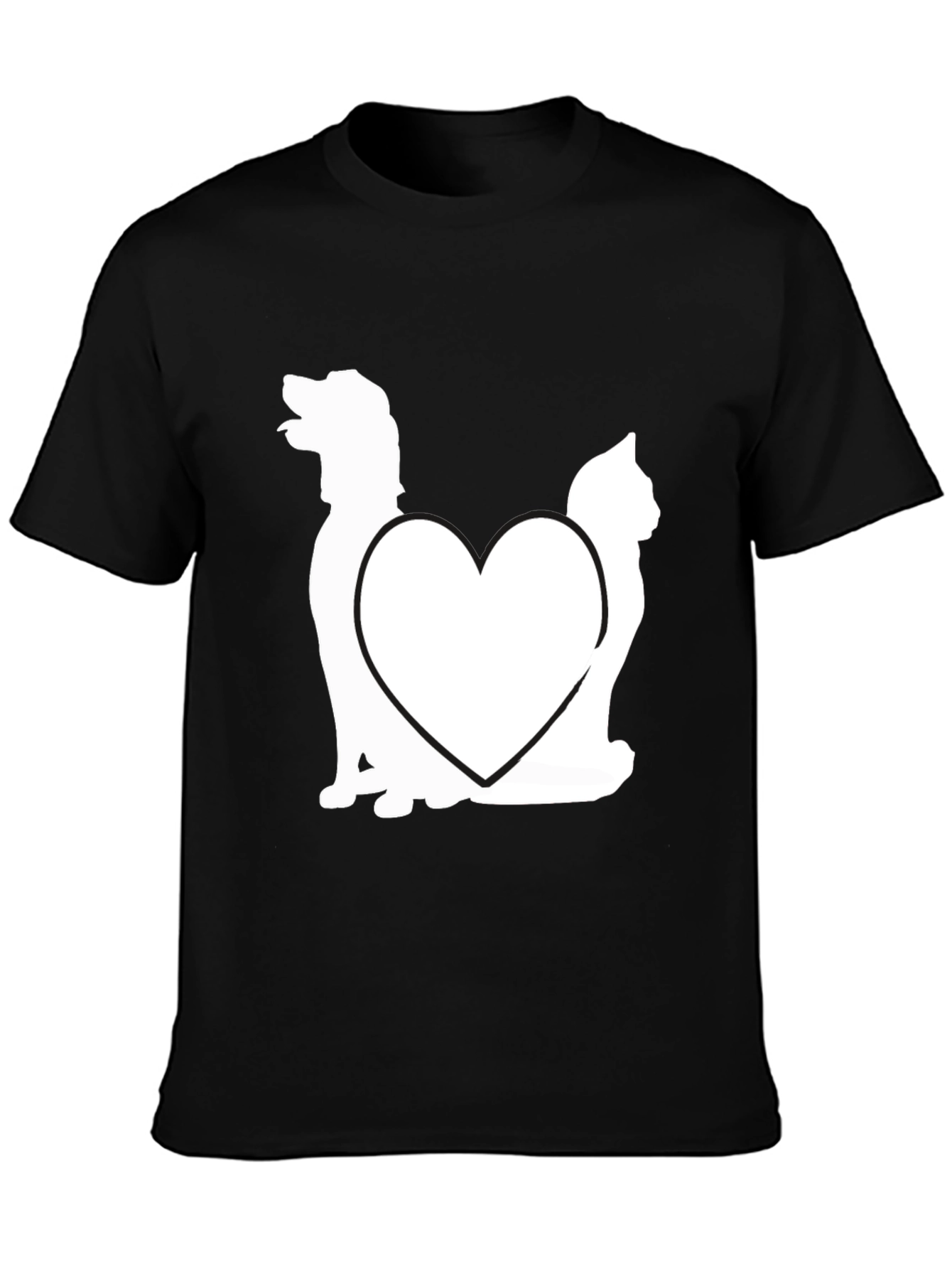 Dog and Cat Heart Graphic T-Shirt