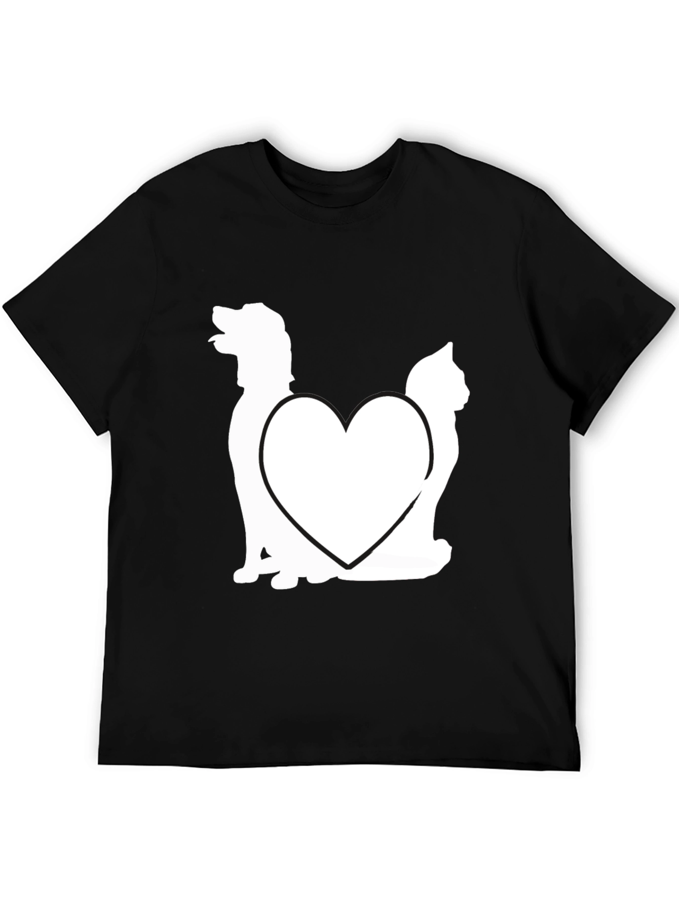 Dog and Cat Heart Graphic T-Shirt