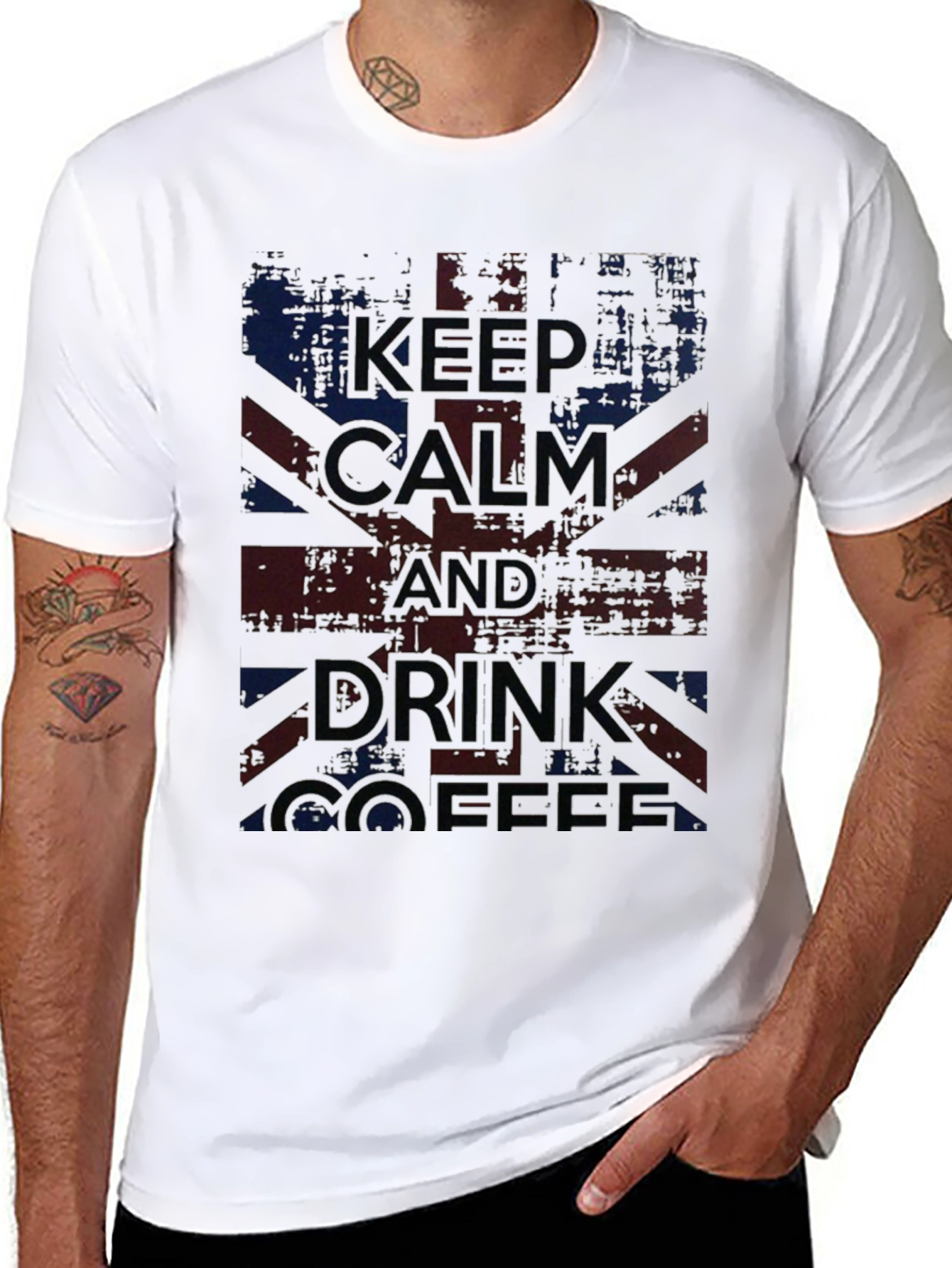 Keep Calm and Drink Coffee - British Flag T-Shirt
