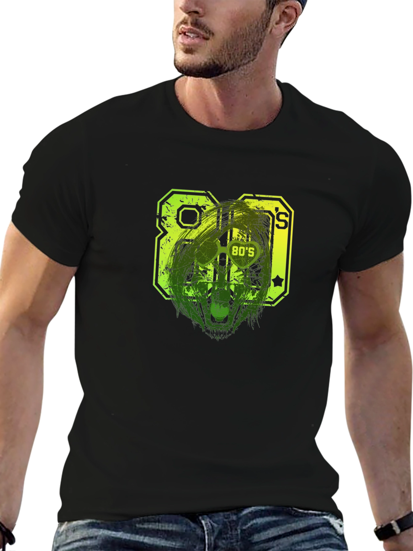 Retro 80s Graphic Tee - Black