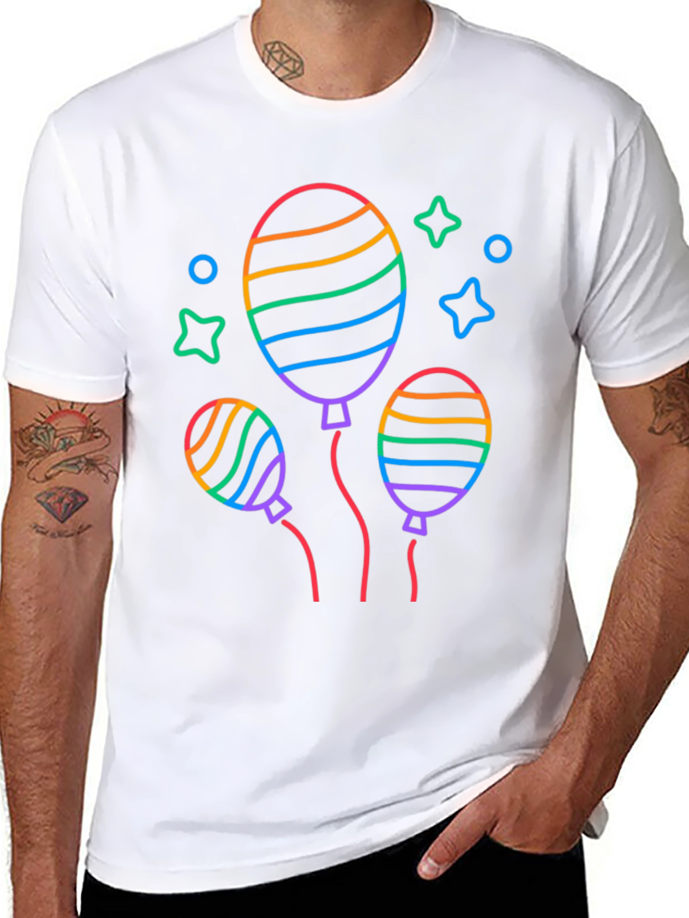Rainbow Balloon Graphic Black T-Shirt
