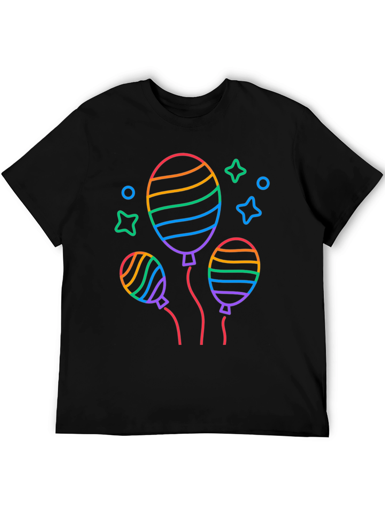 Rainbow Balloon Graphic Black T-Shirt