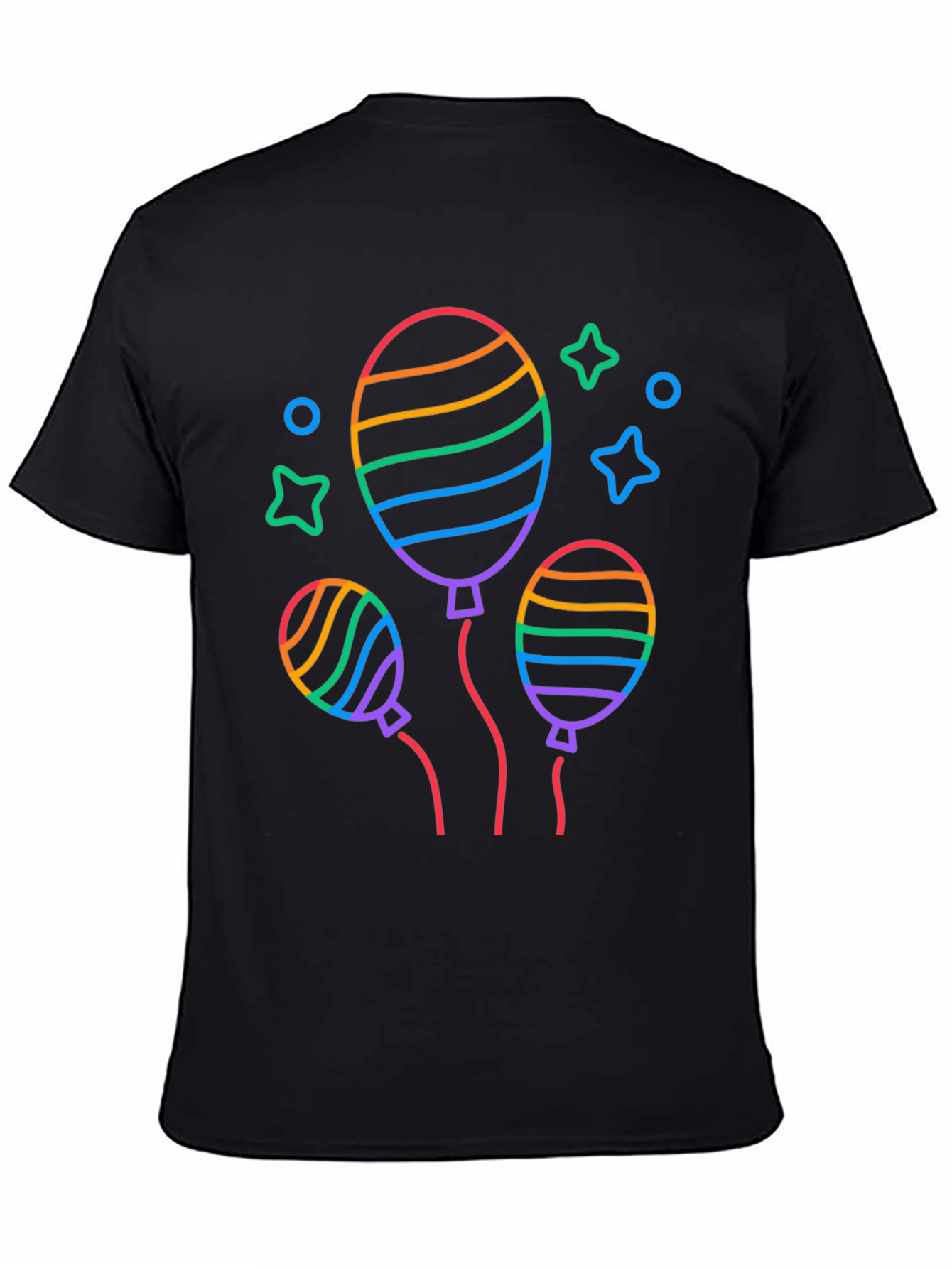 Rainbow Balloon Graphic Black T-Shirt