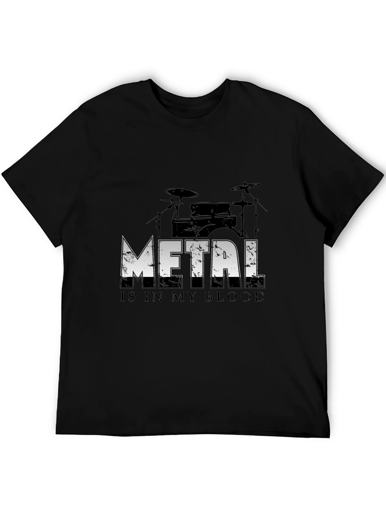 Metal is in My Blood Drum Set Graphic T-Shirt