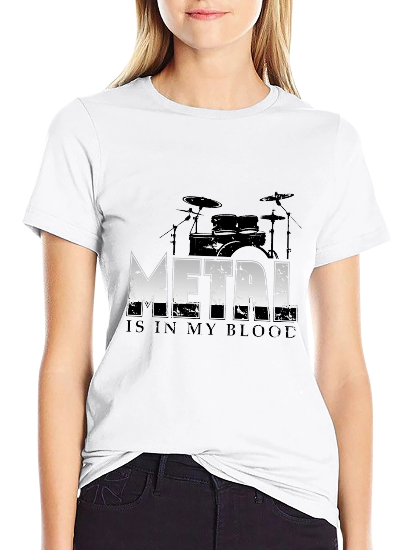Metal is in My Blood Drum Set Graphic T-Shirt