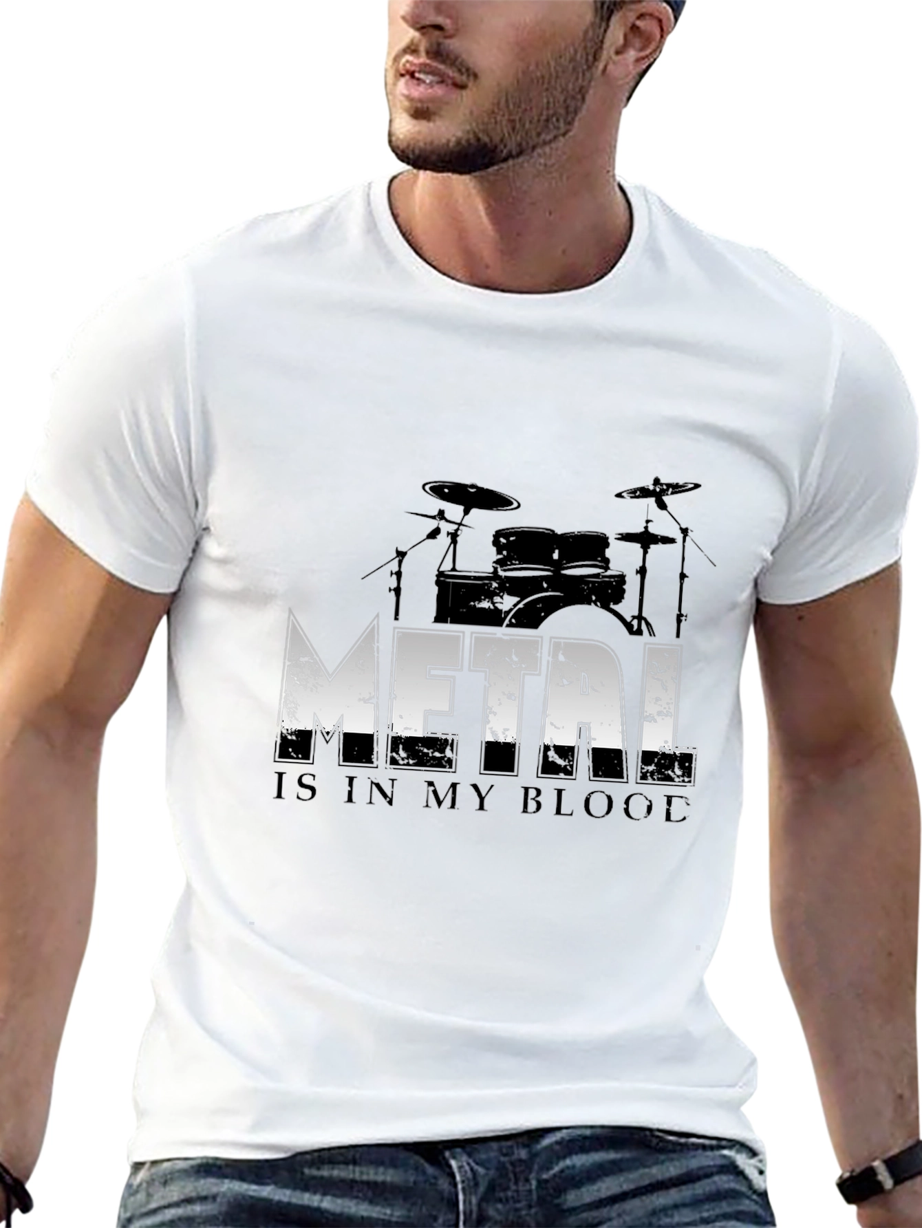 Metal is in My Blood Drum Set Graphic T-Shirt