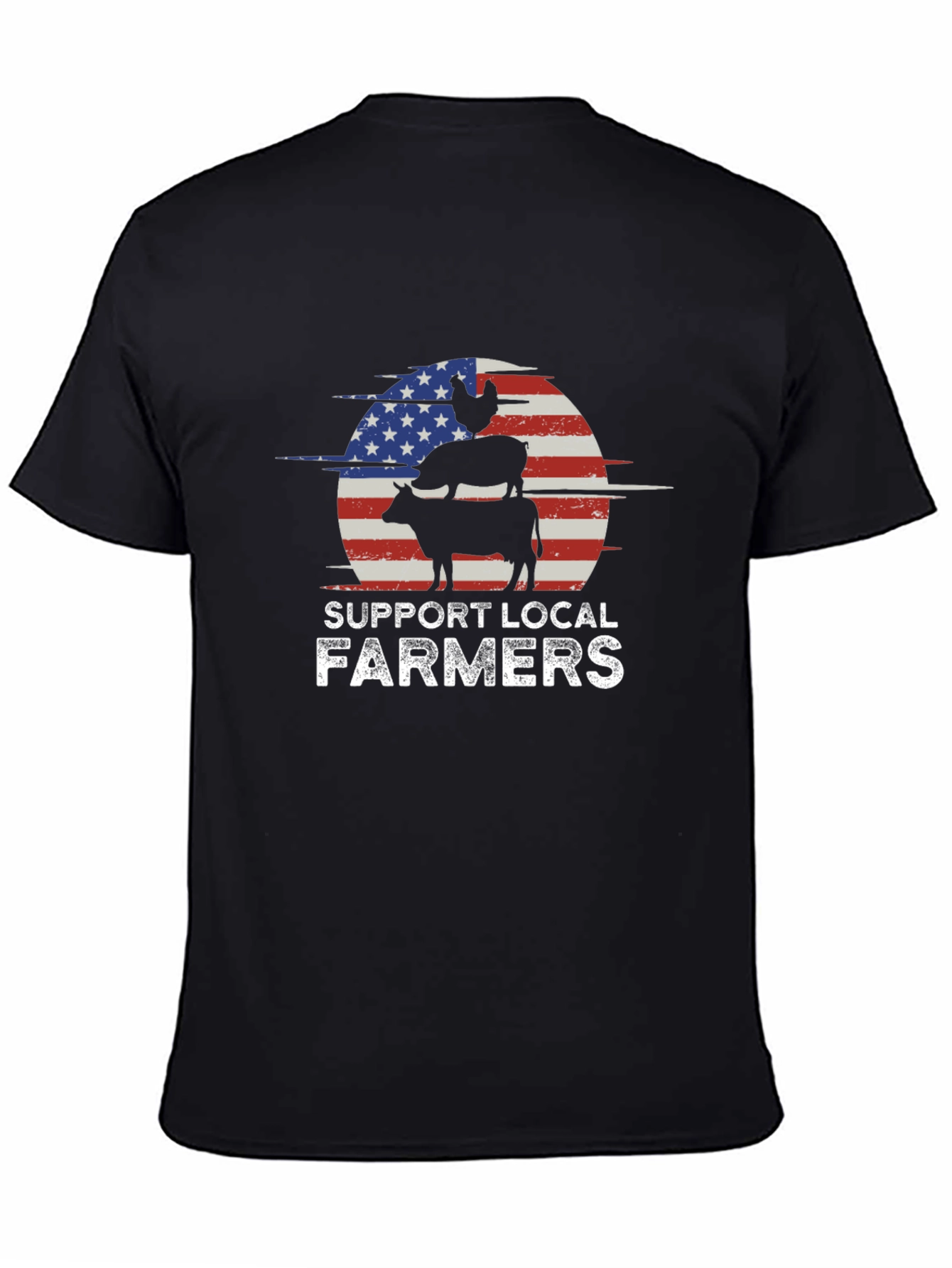Support Local Farmers American Flag Graphic Tee