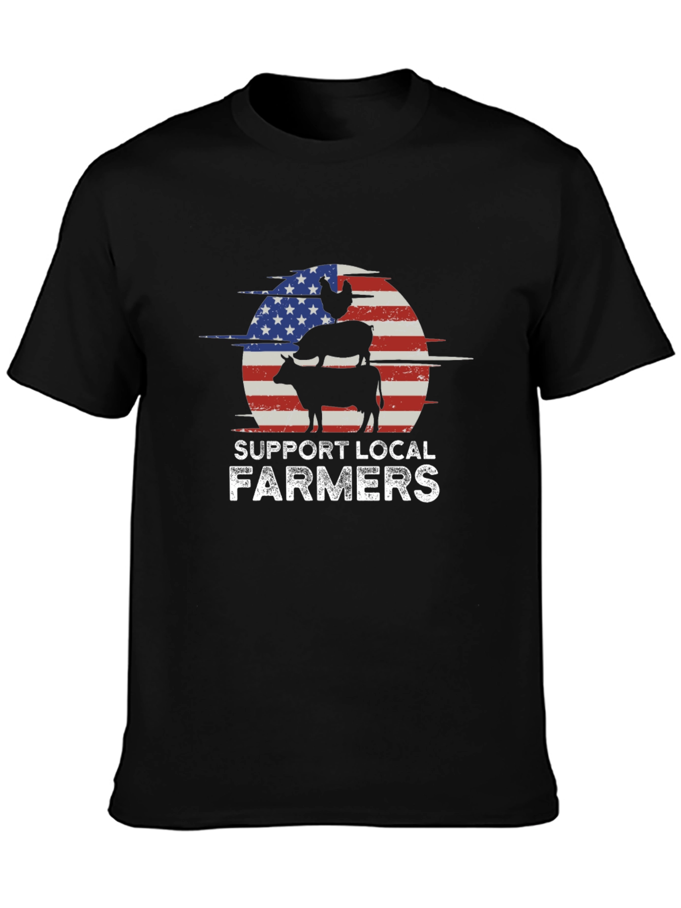 Support Local Farmers American Flag Graphic Tee
