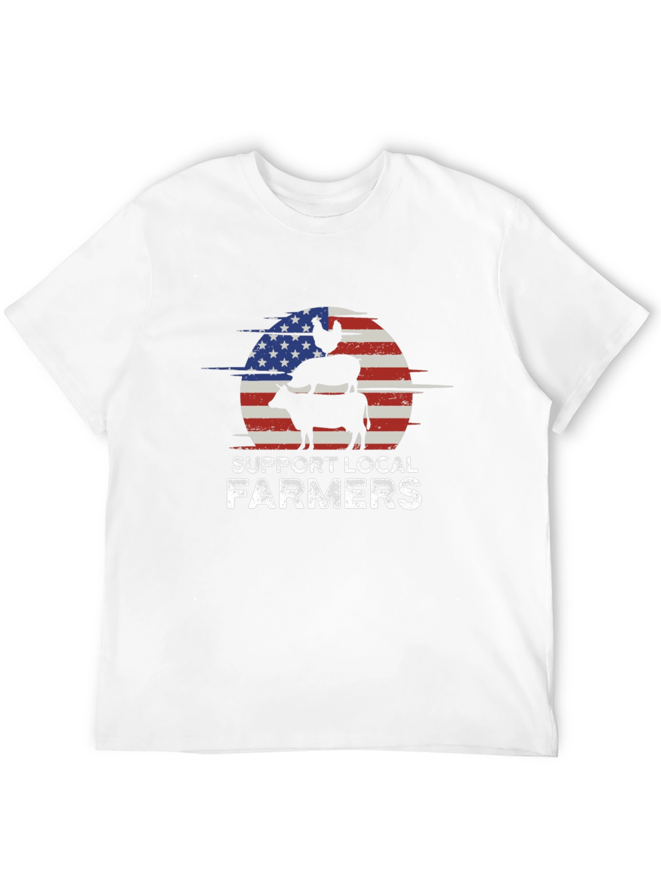 Support Local Farmers American Flag Graphic Tee