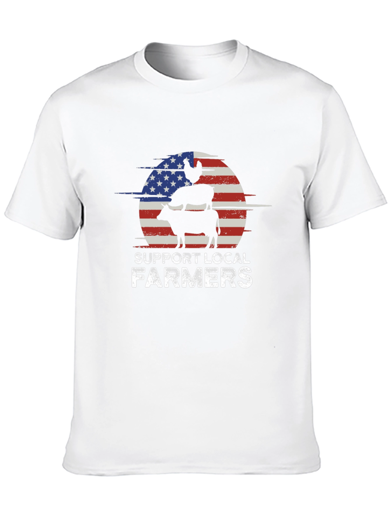 Support Local Farmers American Flag Graphic Tee