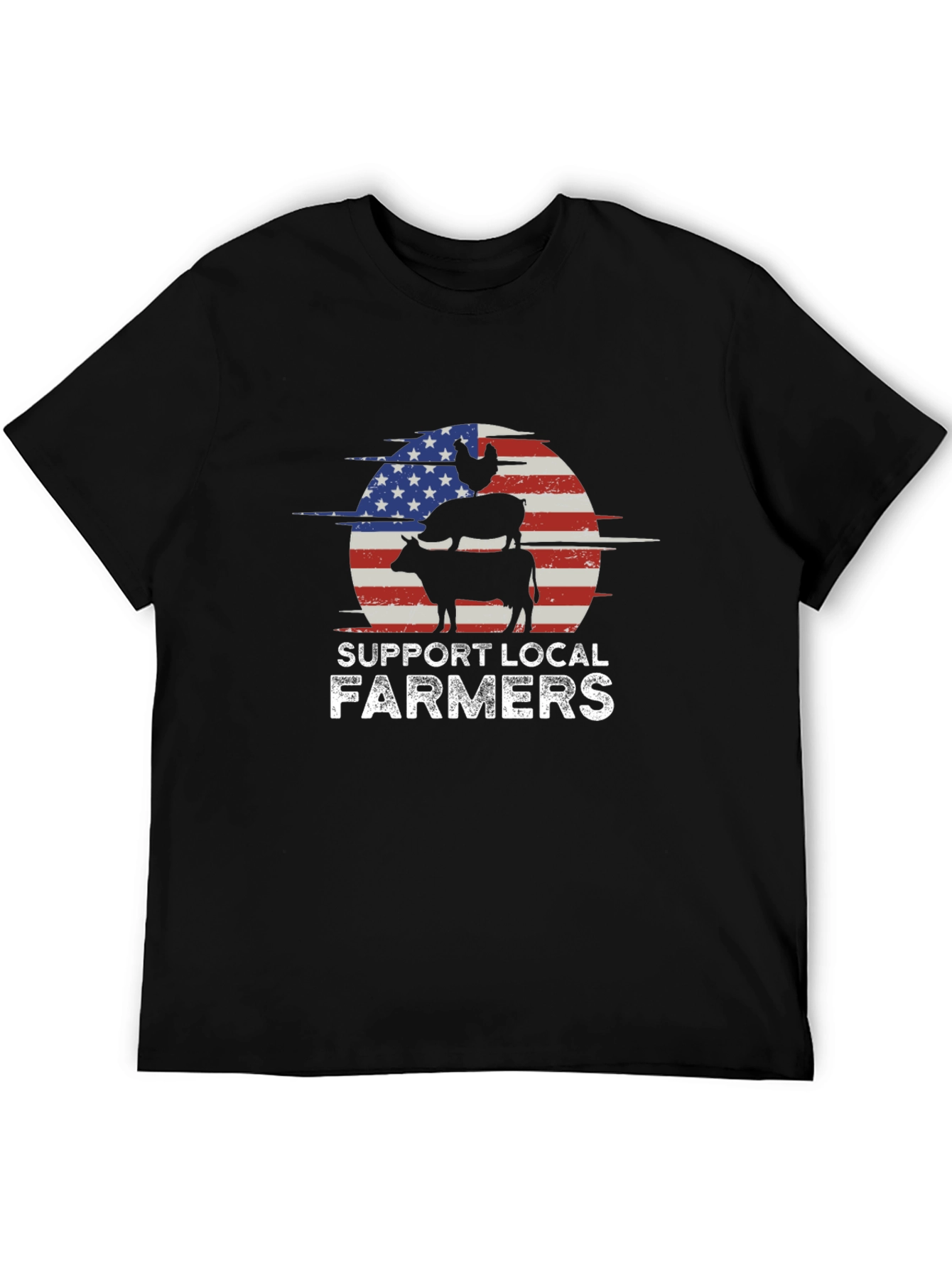 Support Local Farmers American Flag Graphic Tee