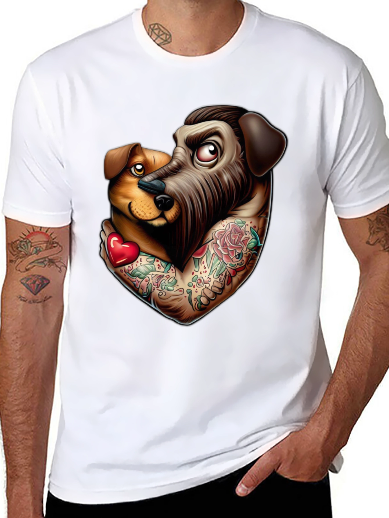 Dog Lover Tattoo Style Graphic Tee