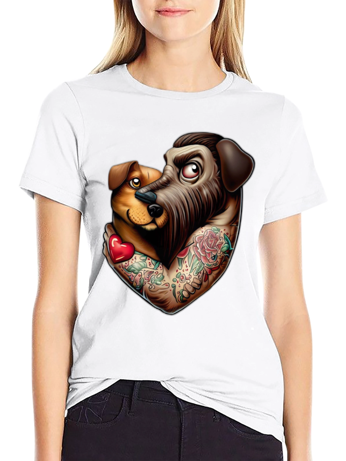 Dog Lover Tattoo Style Graphic Tee