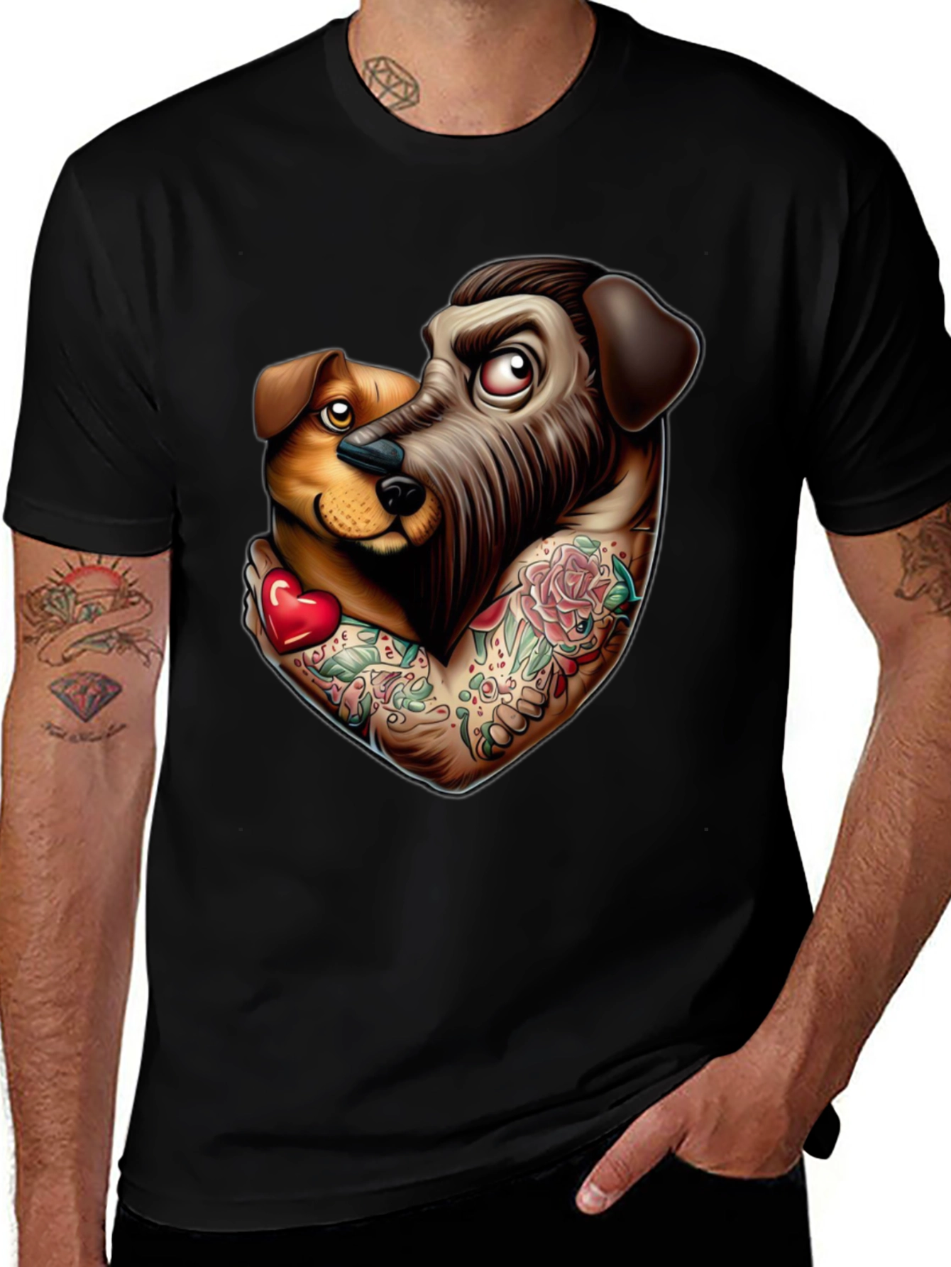 Dog Lover Tattoo Style Graphic Tee