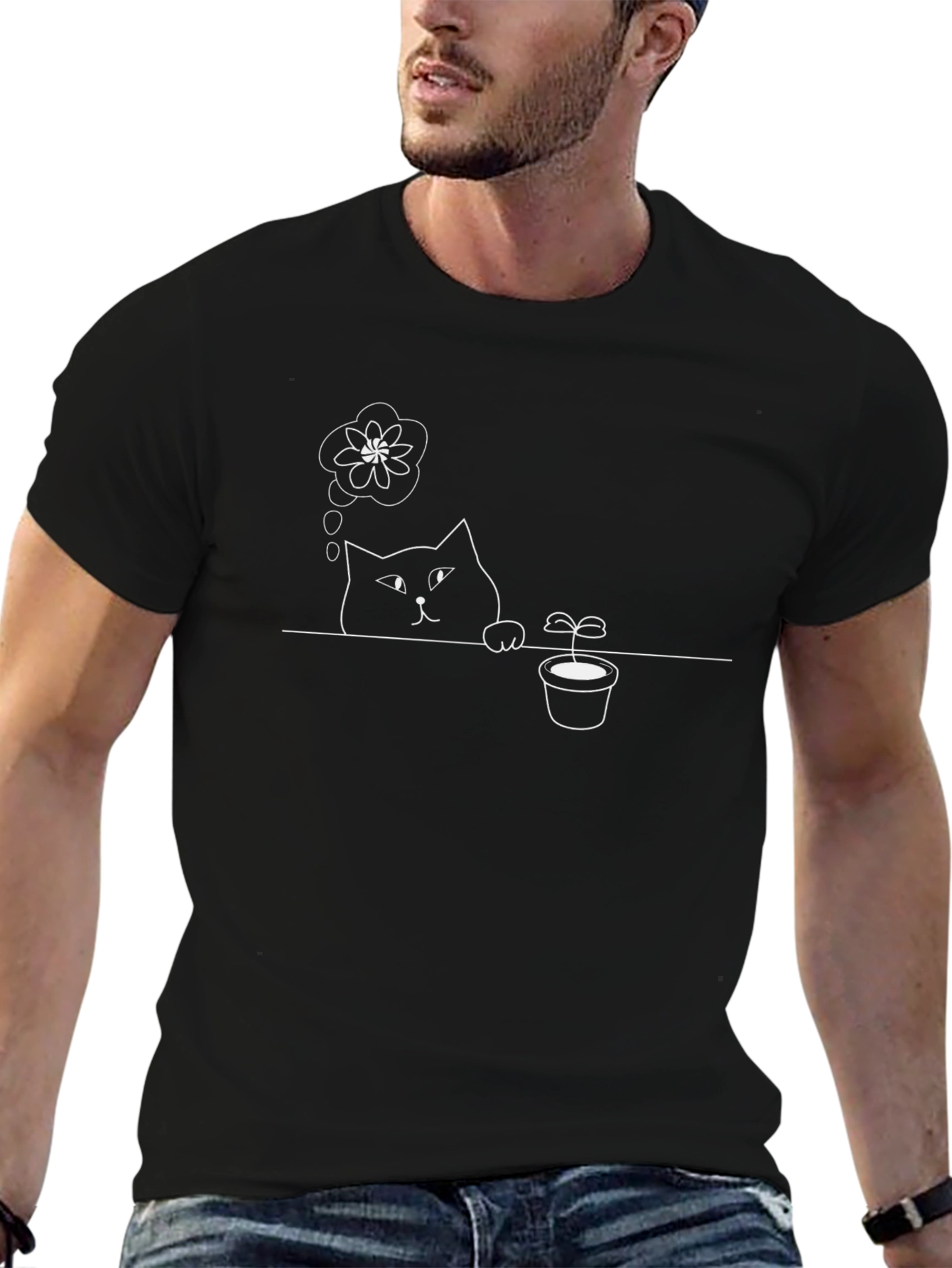 Cat Plant Dream T-Shirt - Black