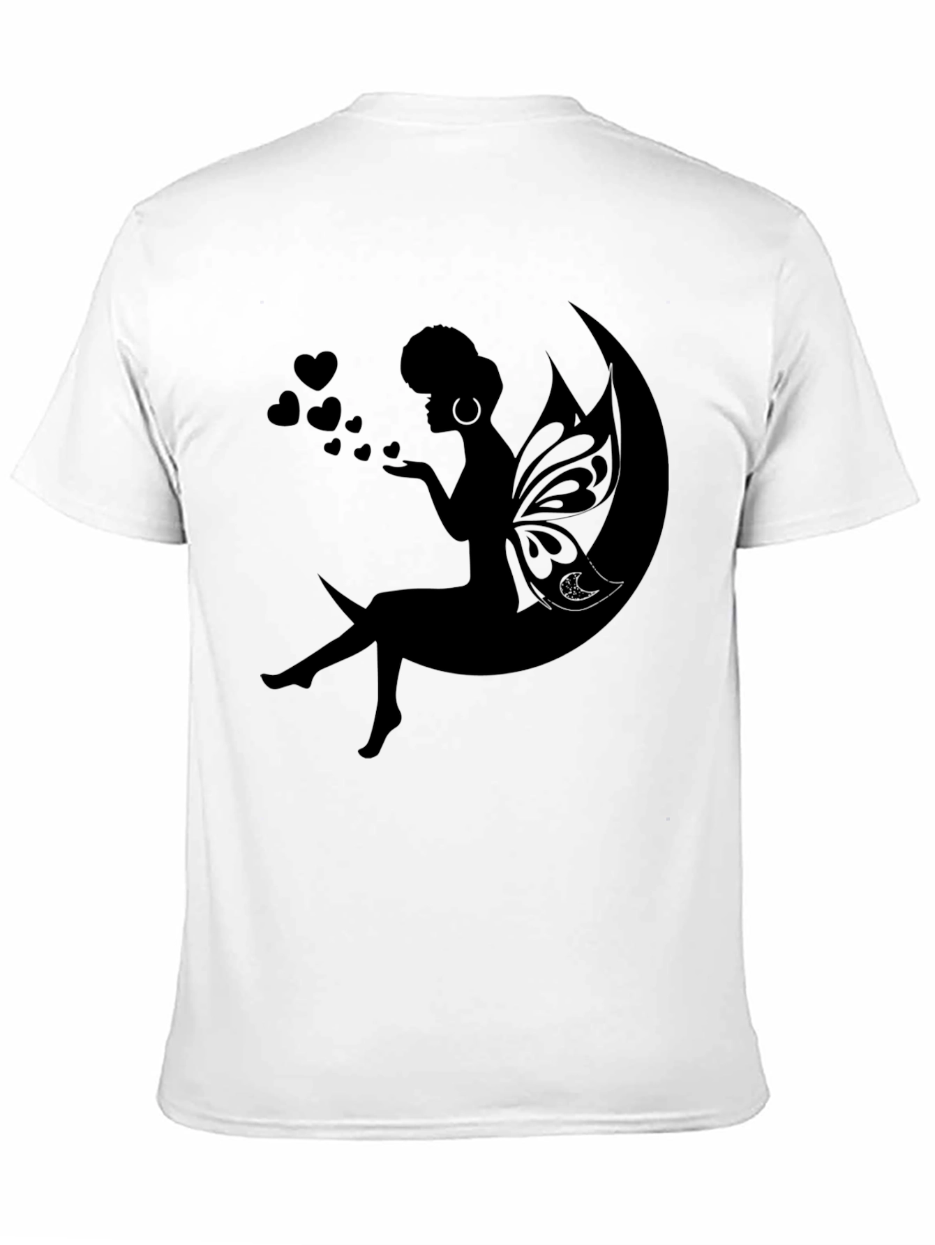 Whimsical Moon Fairy Black T-Shirt