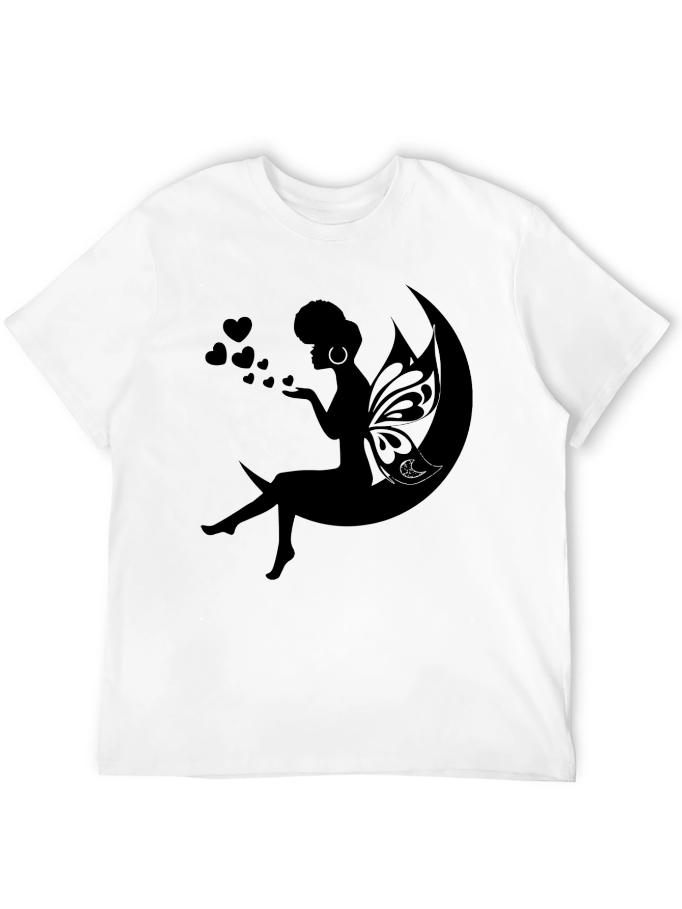 Whimsical Moon Fairy Black T-Shirt