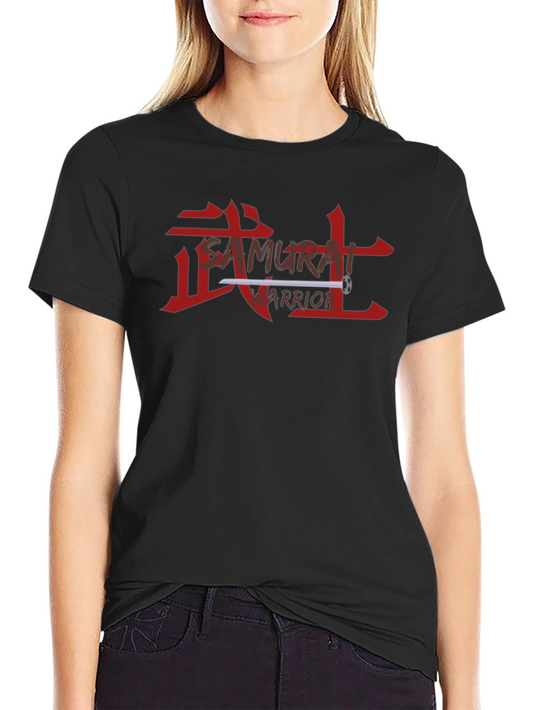 Samurai Warrior Graphic Tee - Black Cotton