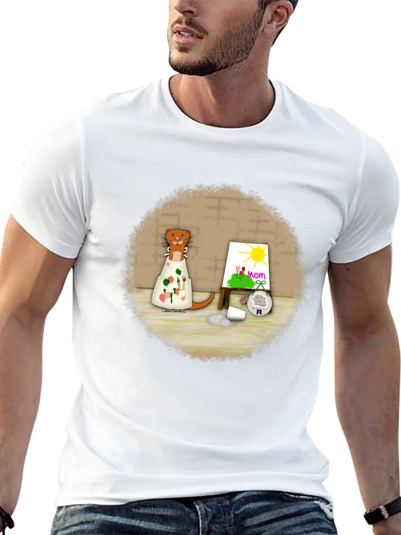 Otter Artist T-Shirt - Mom Painting Tee