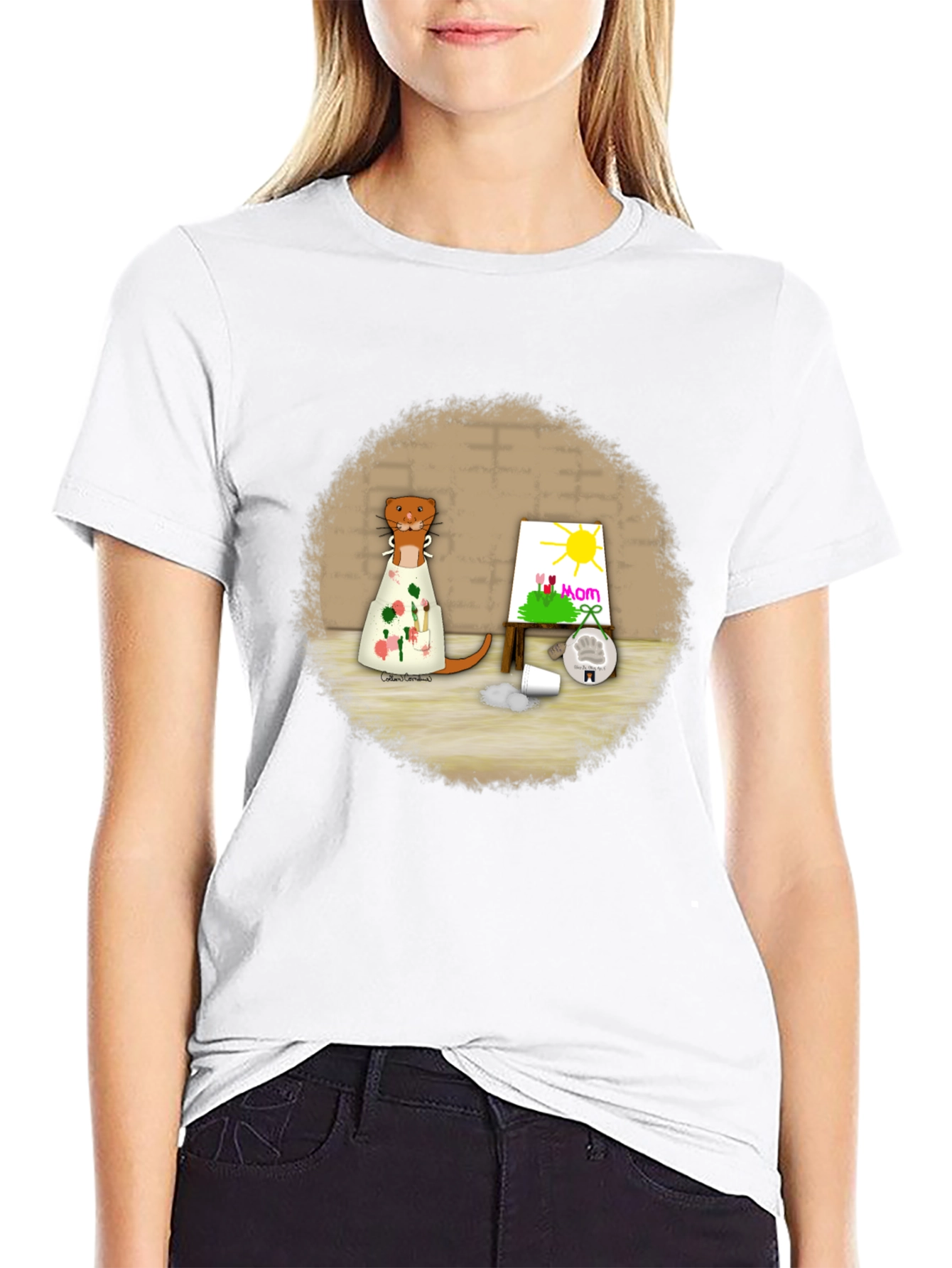 Otter Artist T-Shirt - Mom Painting Tee