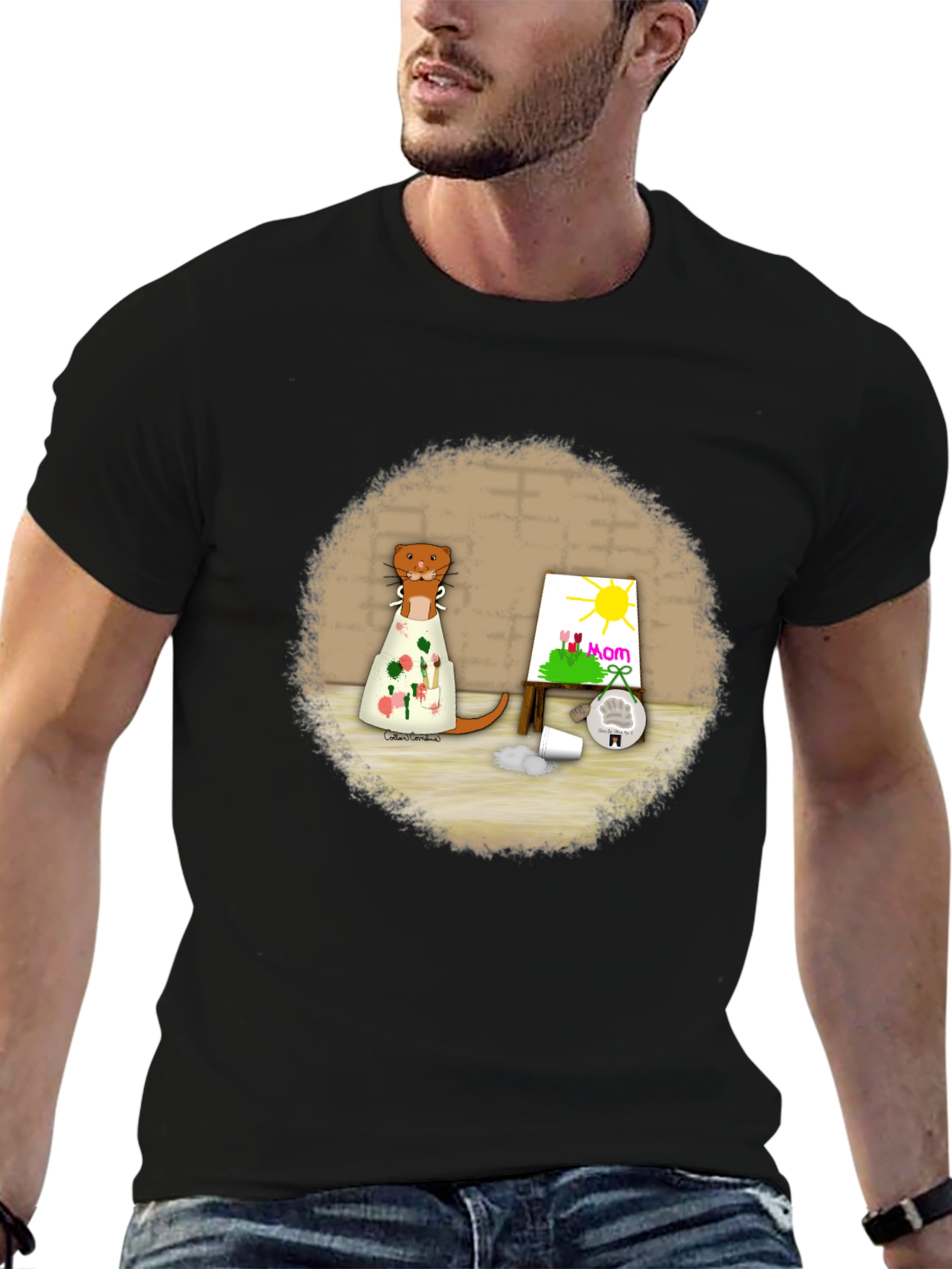 Otter Artist T-Shirt - Mom Painting Tee