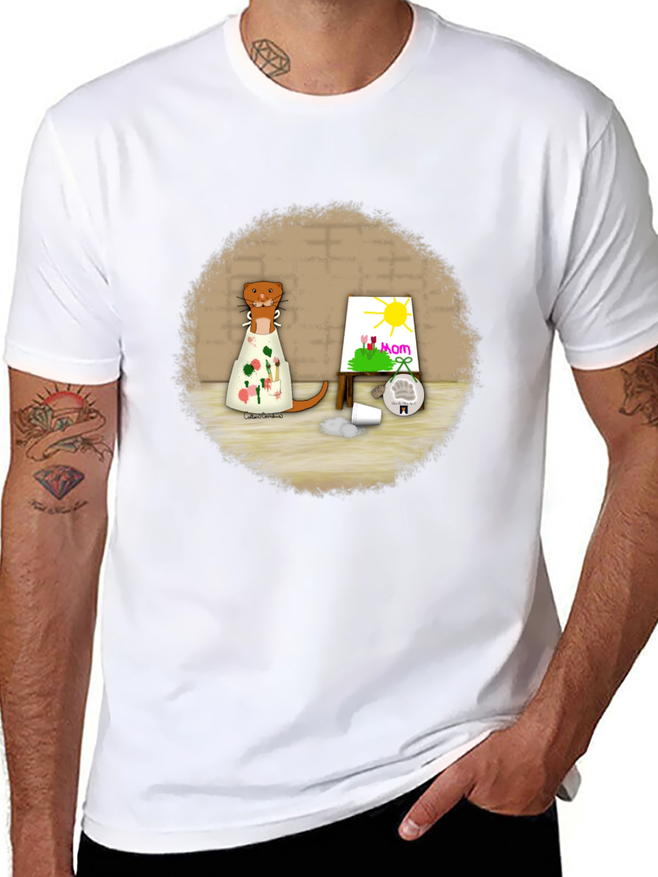 Otter Artist T-Shirt - Mom Painting Tee