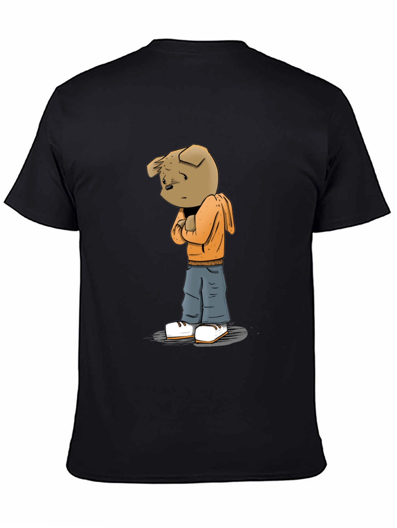 Cartoon Dog Graphic Black Tee