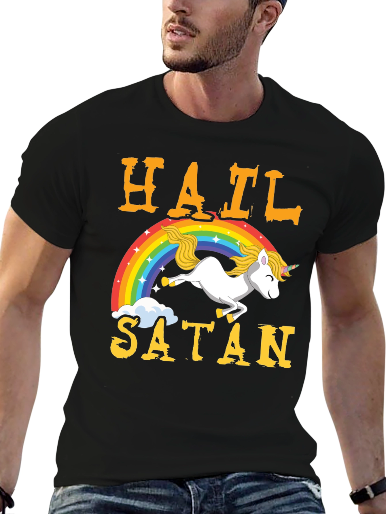 Hail Satan Unicorn Rainbow T-Shirt