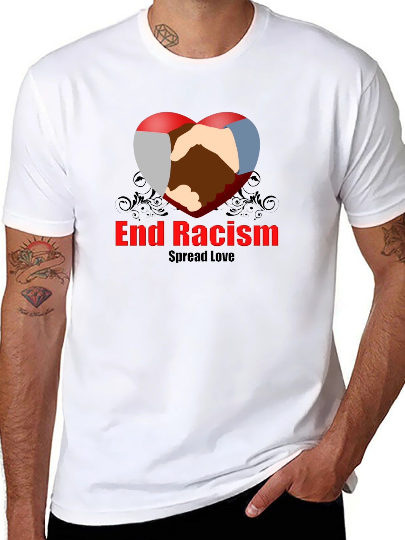 End Racism Spread Love Graphic T-Shirt