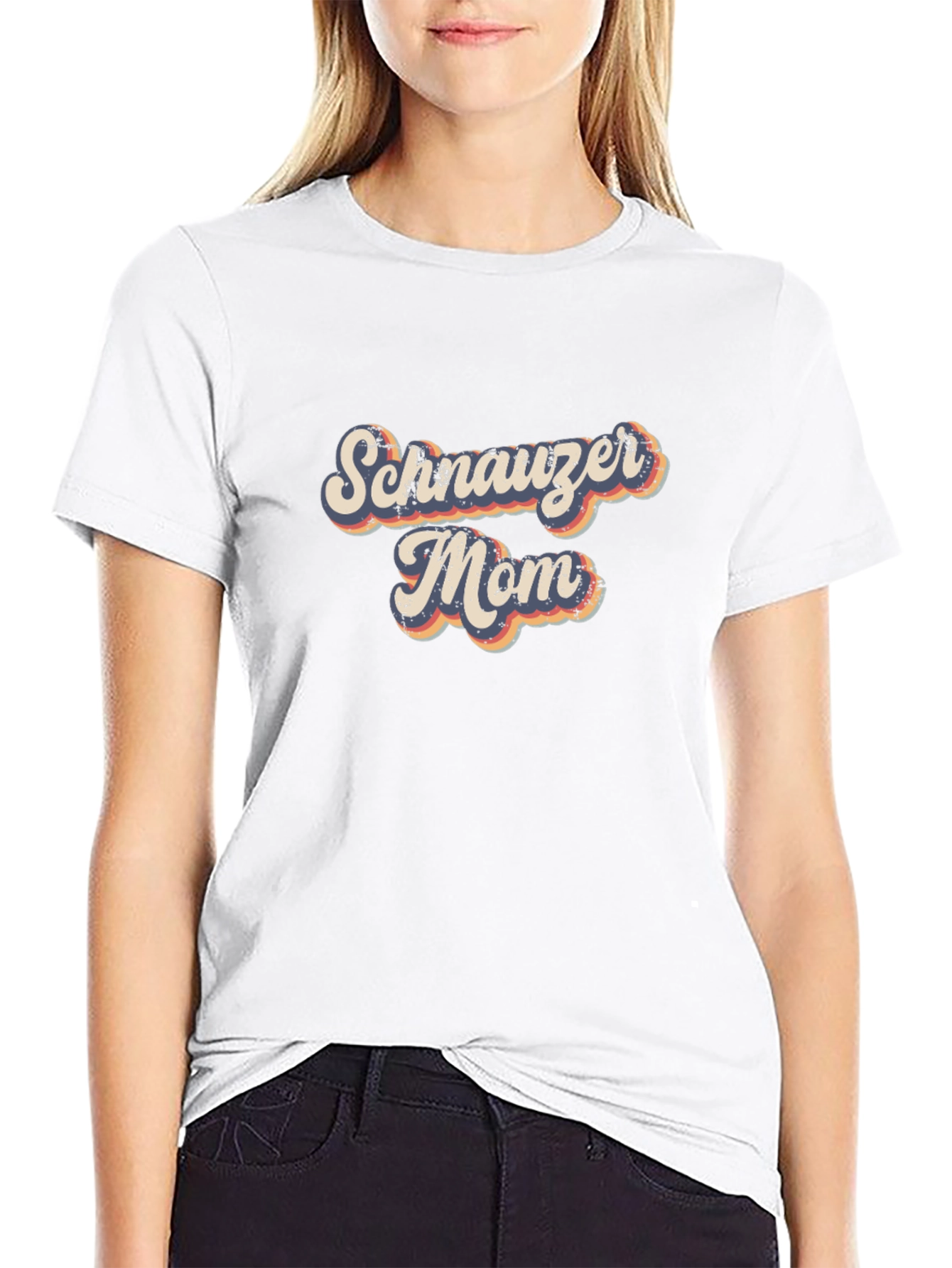 Schnauzer Mom T-Shirt - Retro Style Black Tee