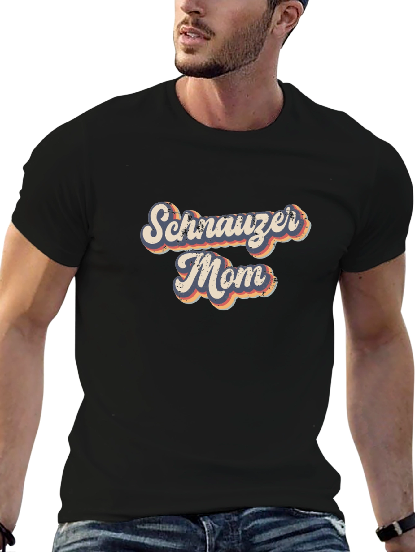 Schnauzer Mom T-Shirt - Retro Style Black Tee
