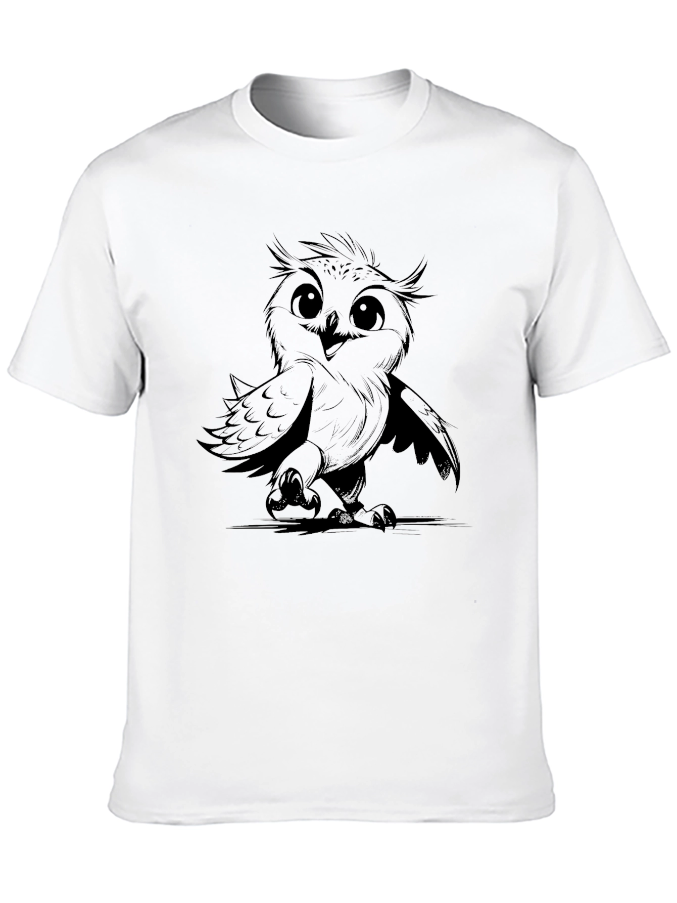 Cute Owl Graphic Black T-Shirt